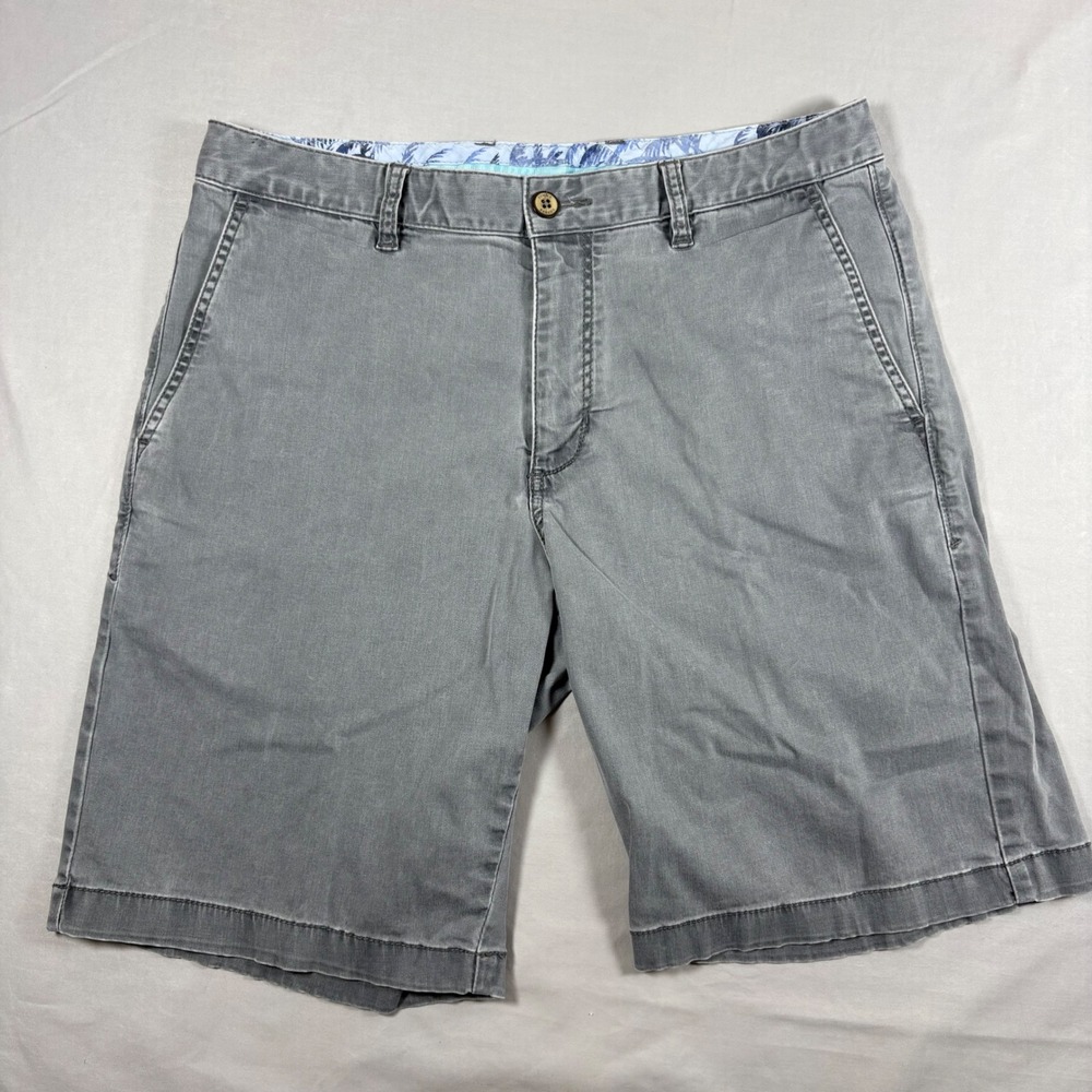 Tommy Bahama Boracay Chino Shorts Mens 32 Gray Cotton Tencel Stretch Coastal
